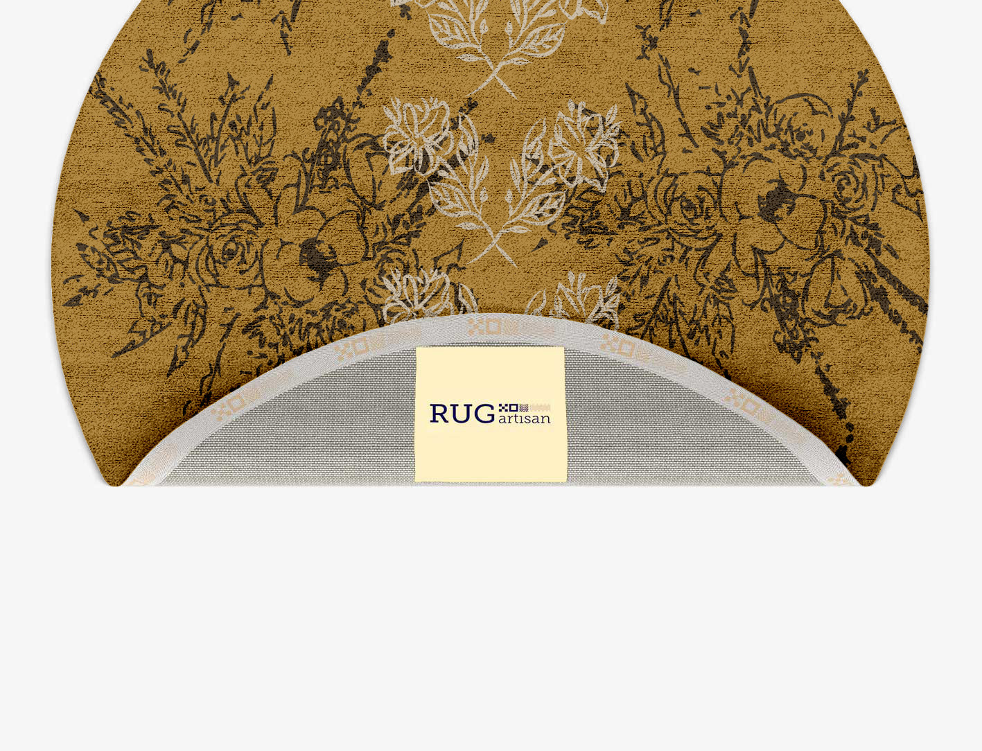 Litho Floral Round Hand Tufted Bamboo Silk Custom Rug by Rug Artisan