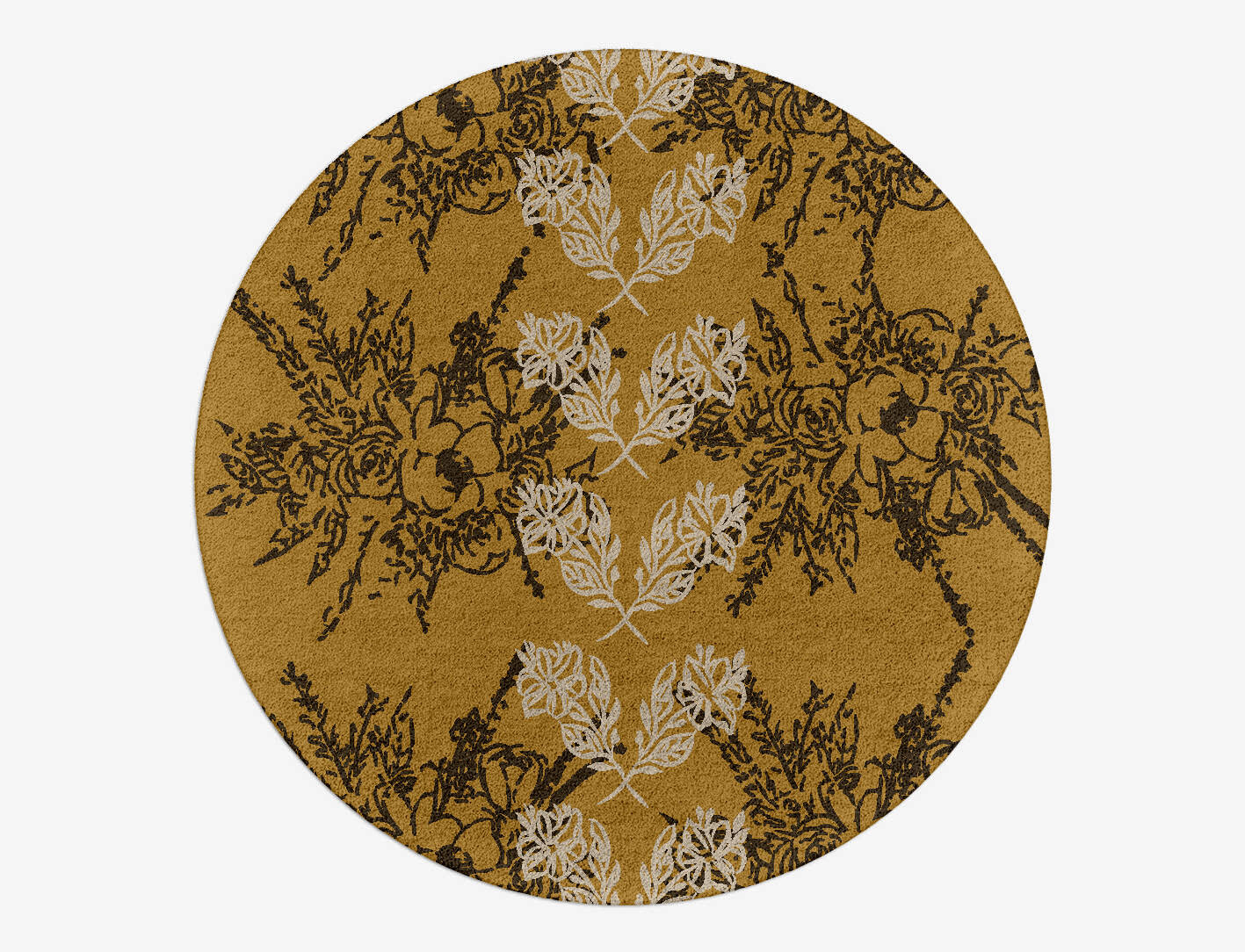 Litho Floral Round Hand Tufted Pure Wool Custom Rug by Rug Artisan