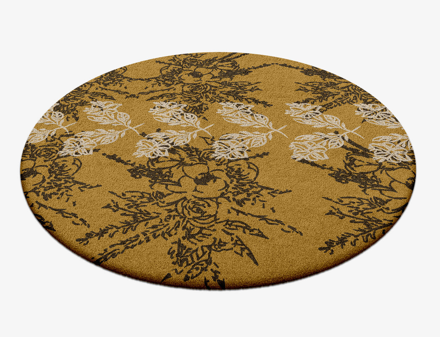 Litho Floral Round Hand Tufted Pure Wool Custom Rug by Rug Artisan