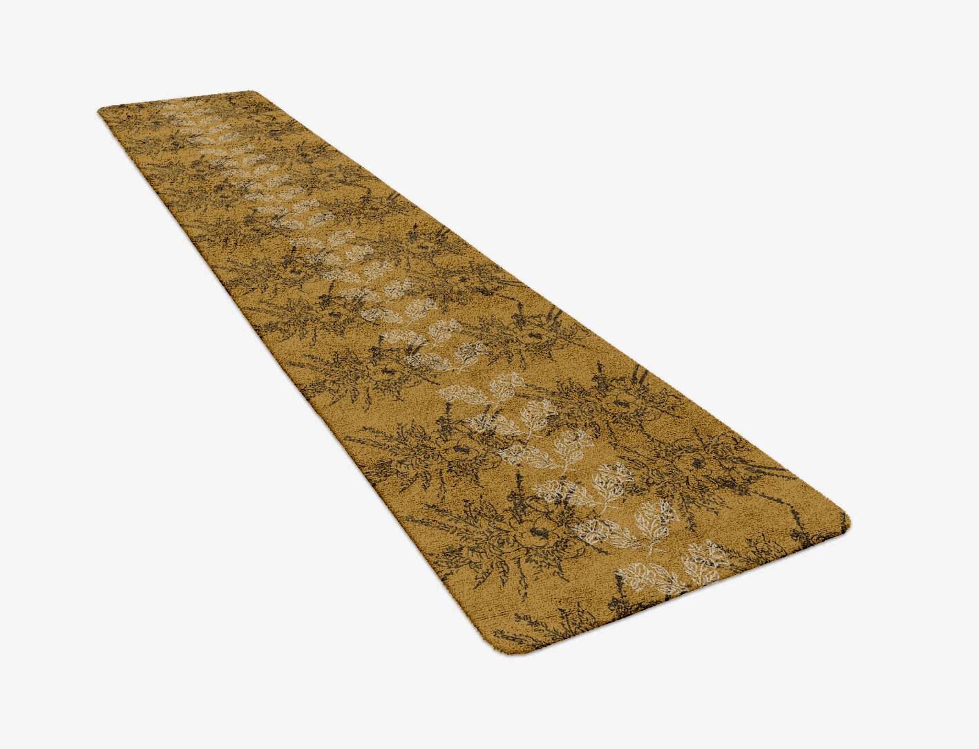 Litho Floral Runner Hand Tufted Bamboo Silk Custom Rug by Rug Artisan