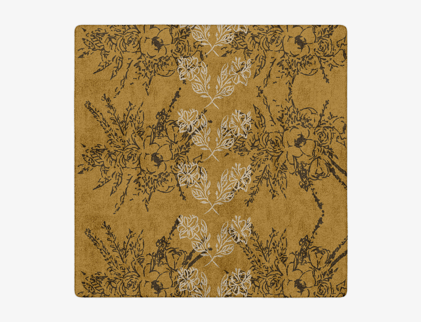 Litho Floral Square Hand Tufted Bamboo Silk Custom Rug by Rug Artisan