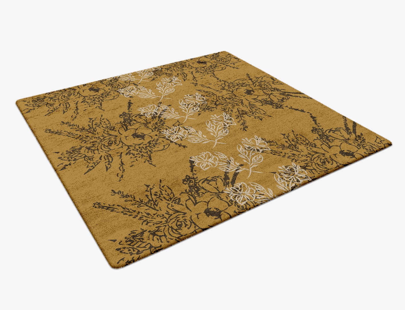 Litho Floral Square Hand Tufted Bamboo Silk Custom Rug by Rug Artisan