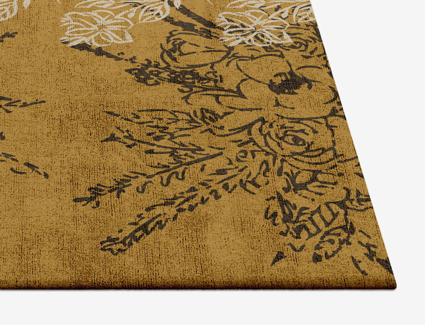 Litho Floral Square Hand Tufted Bamboo Silk Custom Rug by Rug Artisan