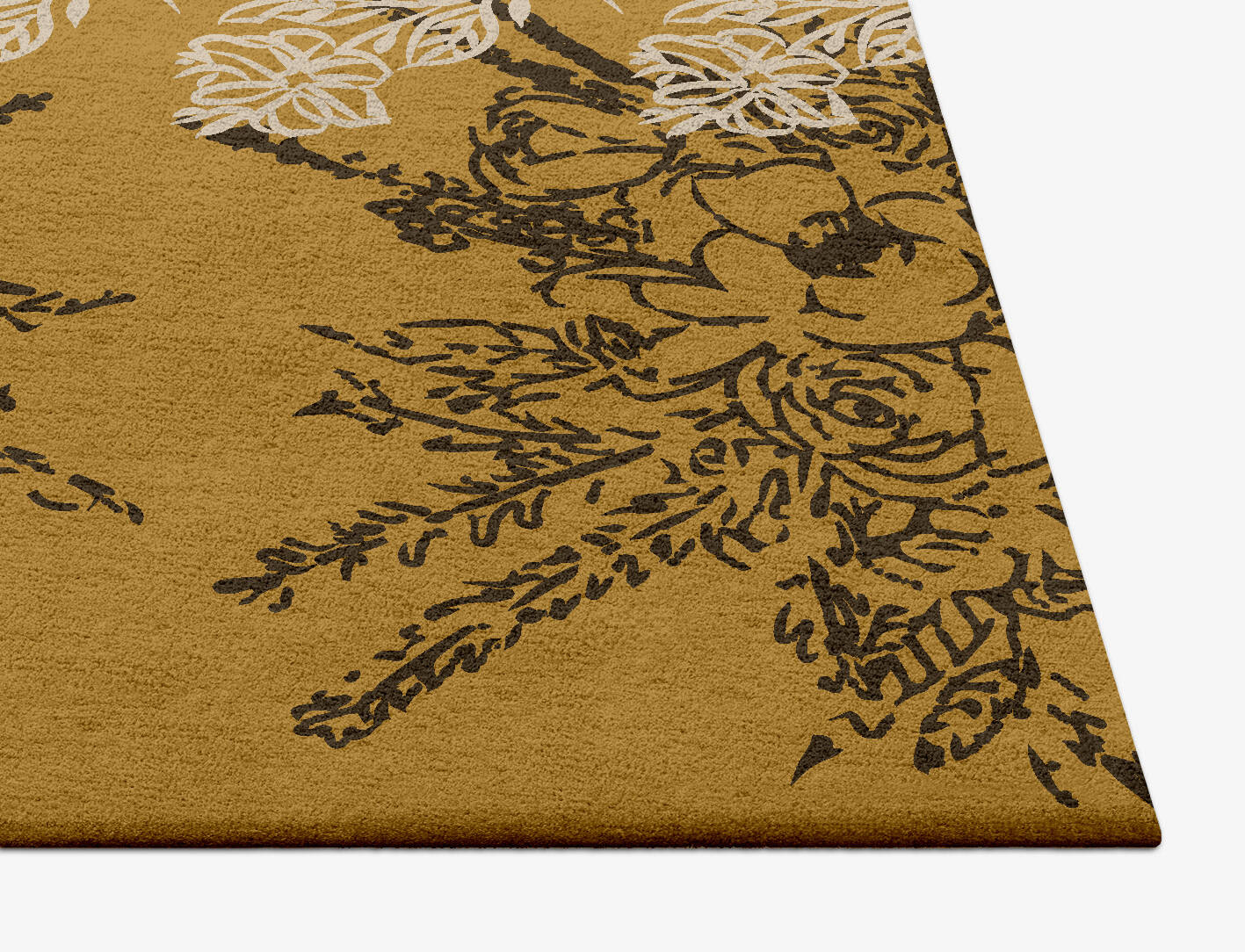 Litho Floral Square Hand Tufted Pure Wool Custom Rug by Rug Artisan
