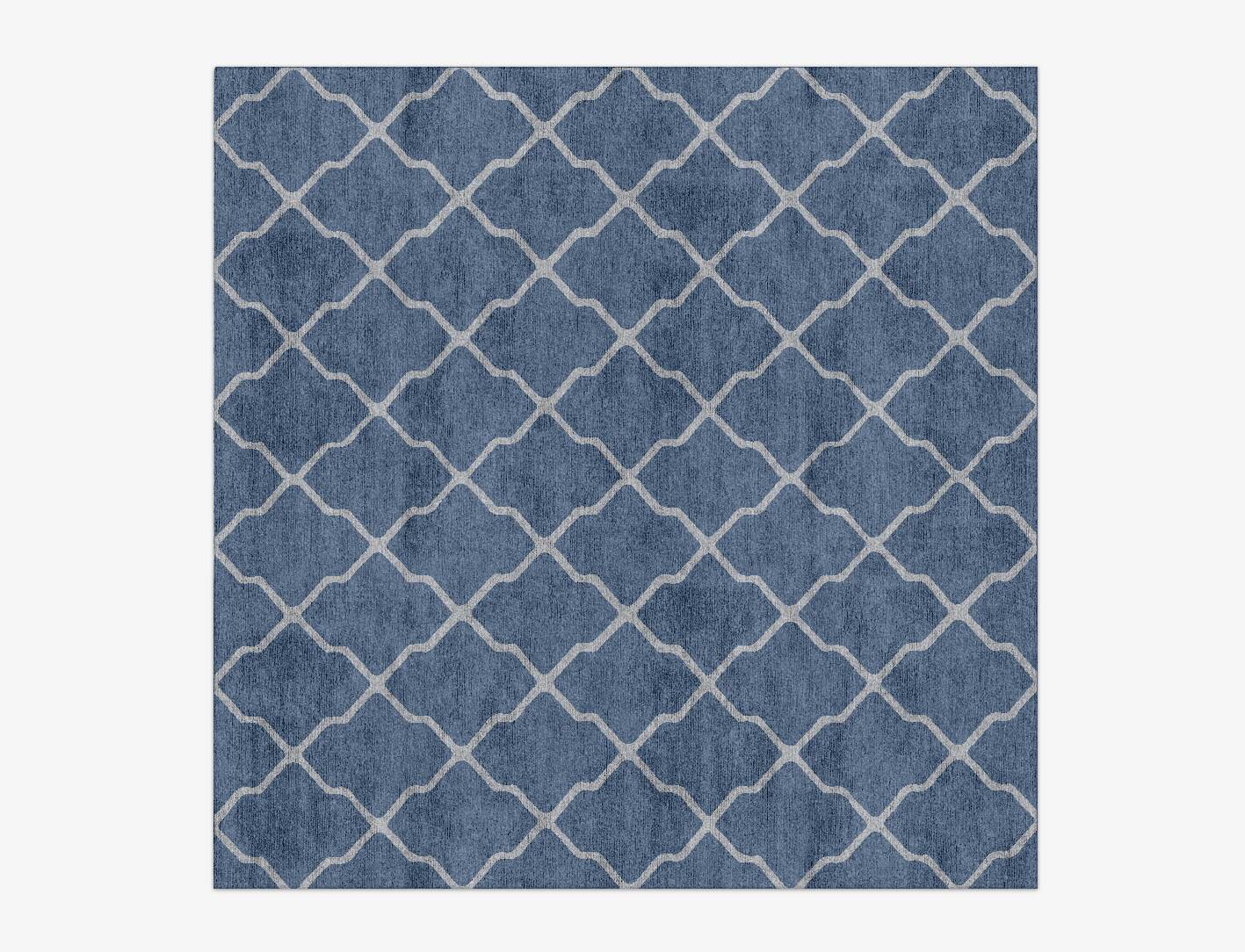 Logo Cerulean Square Hand Knotted Bamboo Silk Custom Rug by Rug Artisan