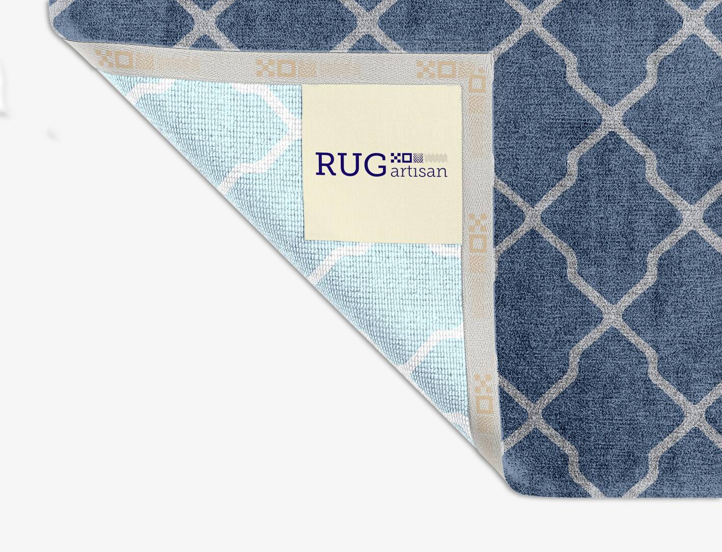 Logo Cerulean Square Hand Knotted Bamboo Silk Custom Rug by Rug Artisan
