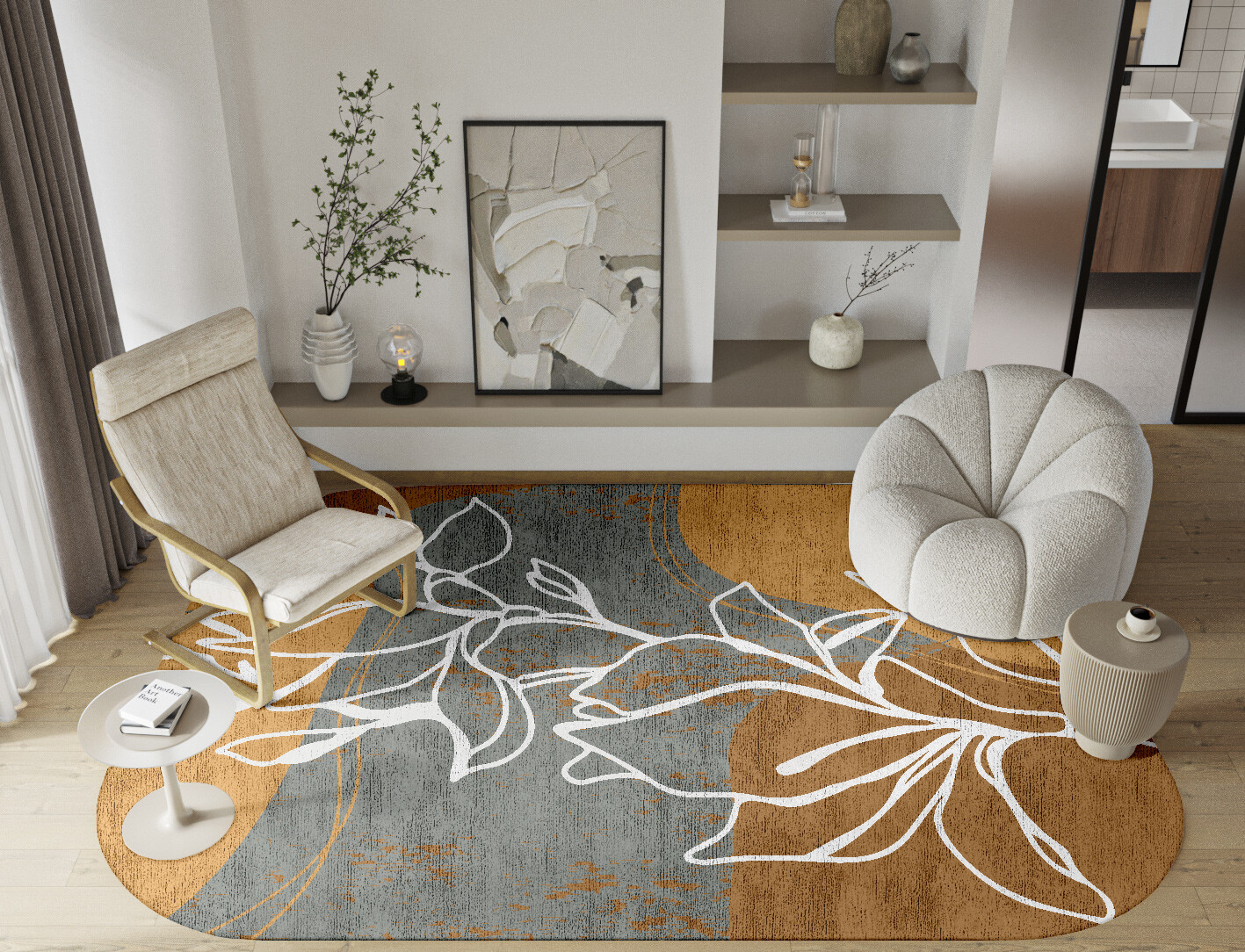 Longiflorum Field of Flowers Oblong Hand Knotted Bamboo Silk Custom Rug by Rug Artisan