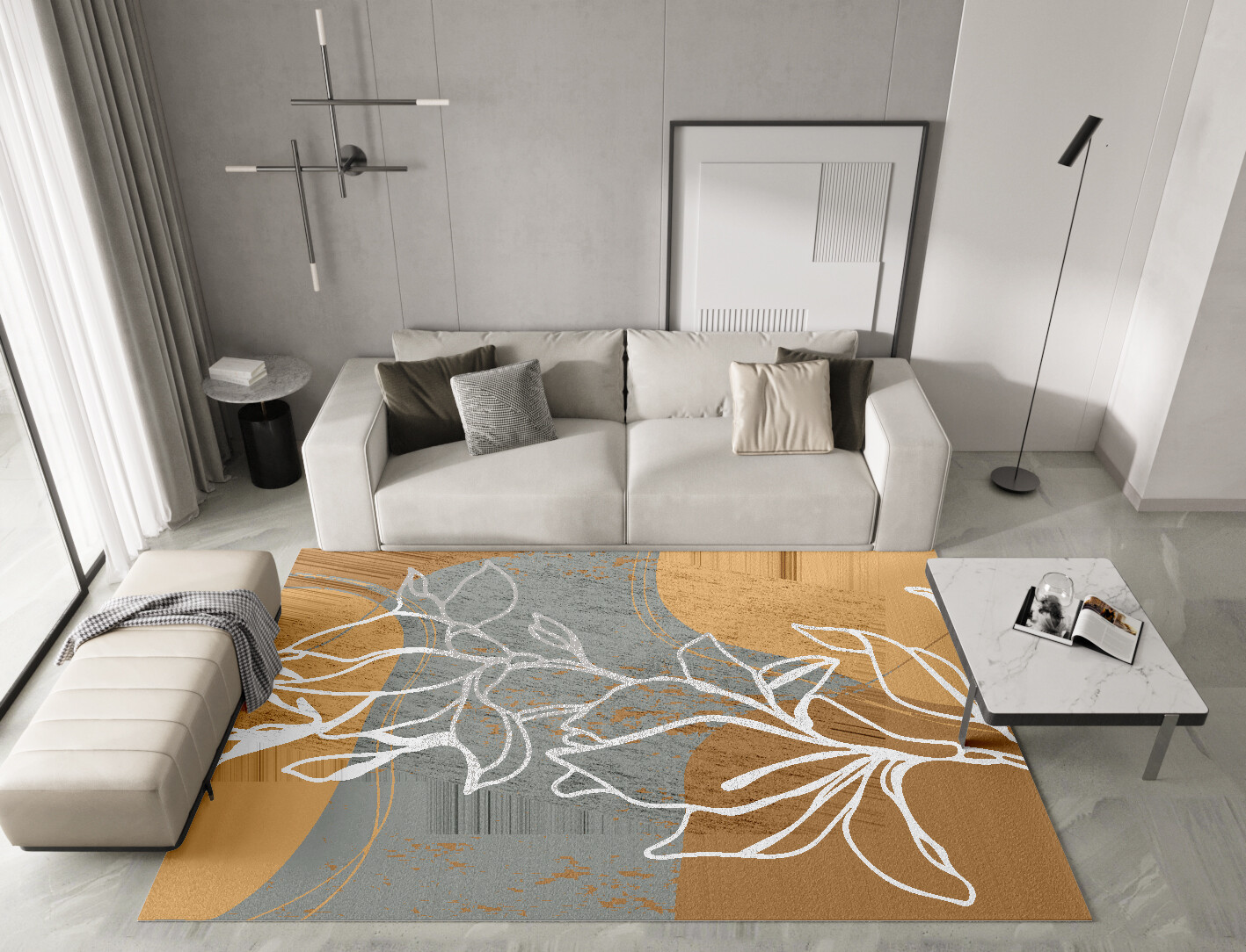 Longiflorum Field of Flowers Rectangle Hand Knotted Bamboo Silk Custom Rug by Rug Artisan