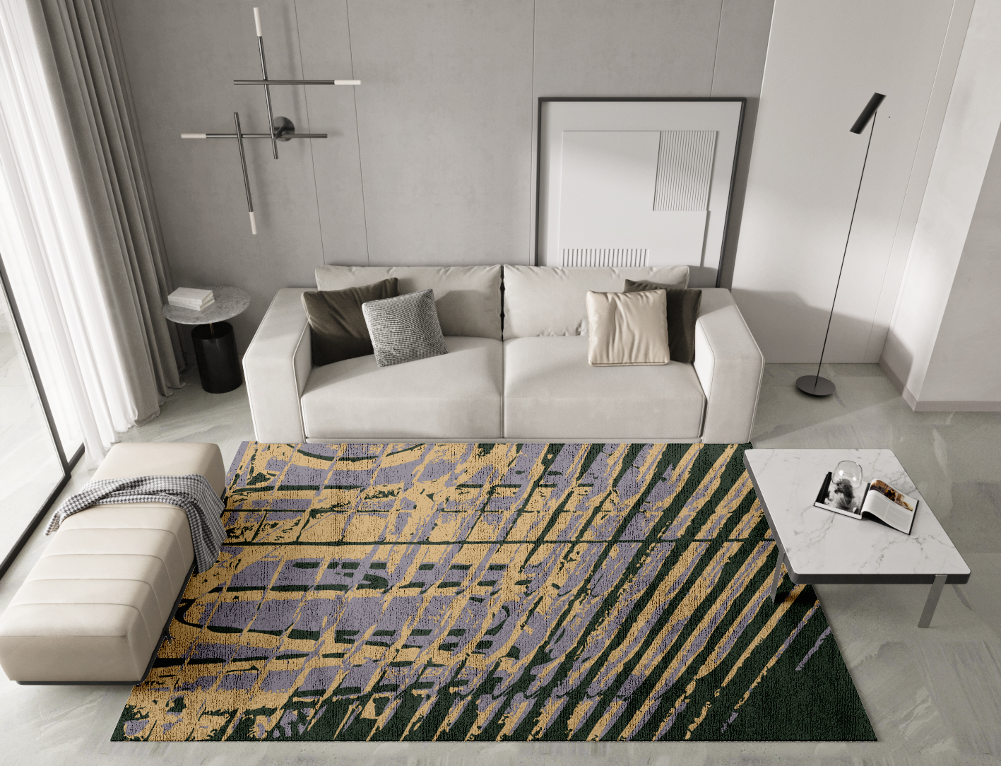 Louvre Abstract Rectangle Hand Knotted Bamboo Silk Custom Rug by Rug Artisan