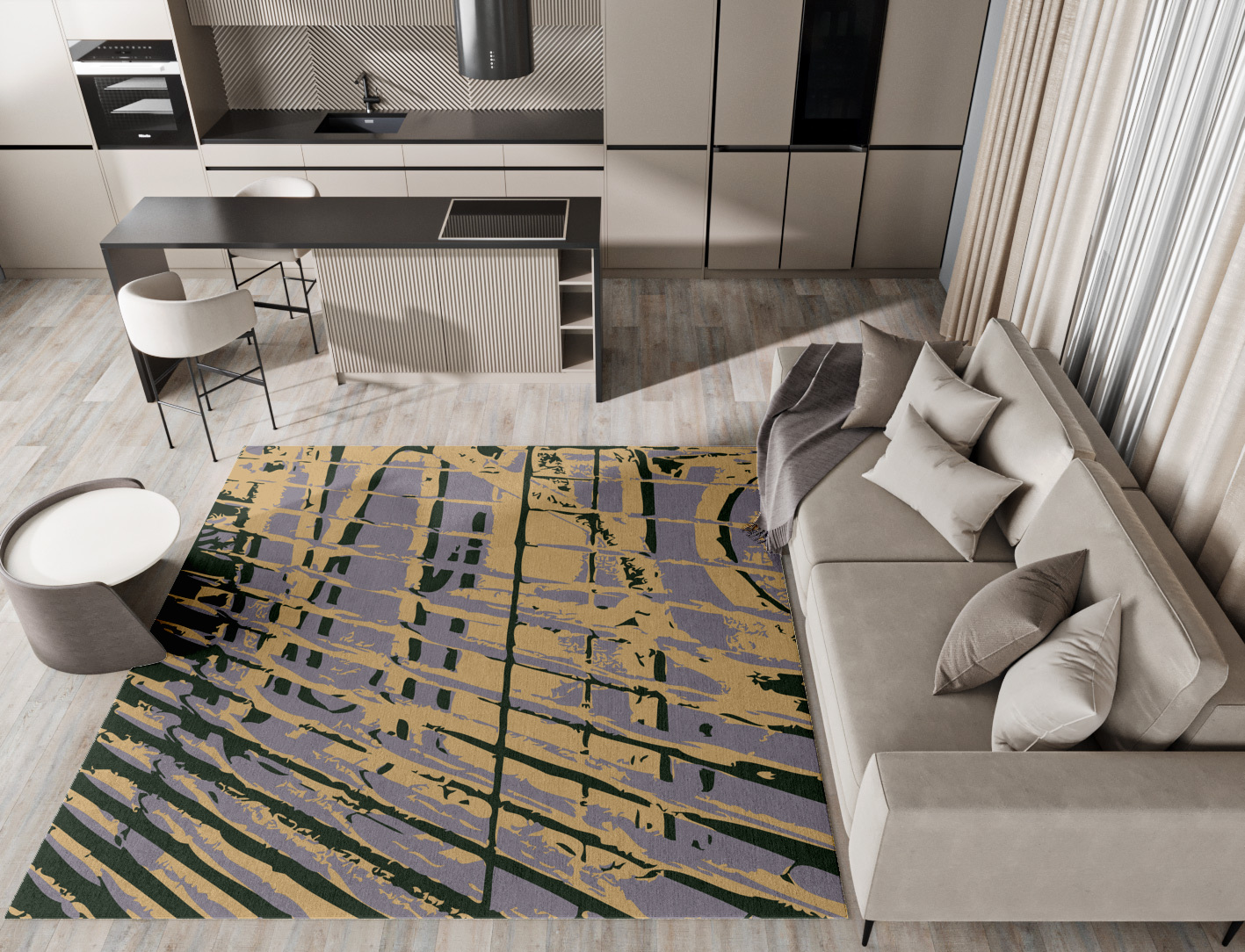 Louvre Abstract Square Hand Knotted Tibetan Wool Custom Rug by Rug Artisan