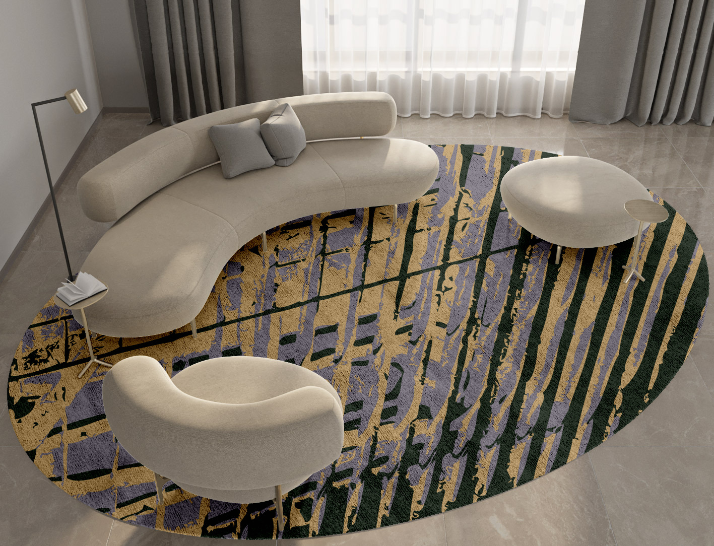 Louvre Abstract Oval Hand Tufted Bamboo Silk Custom Rug by Rug Artisan
