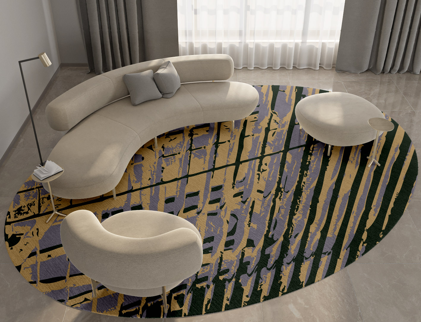 Louvre Abstract Oval Hand Tufted Pure Wool Custom Rug by Rug Artisan