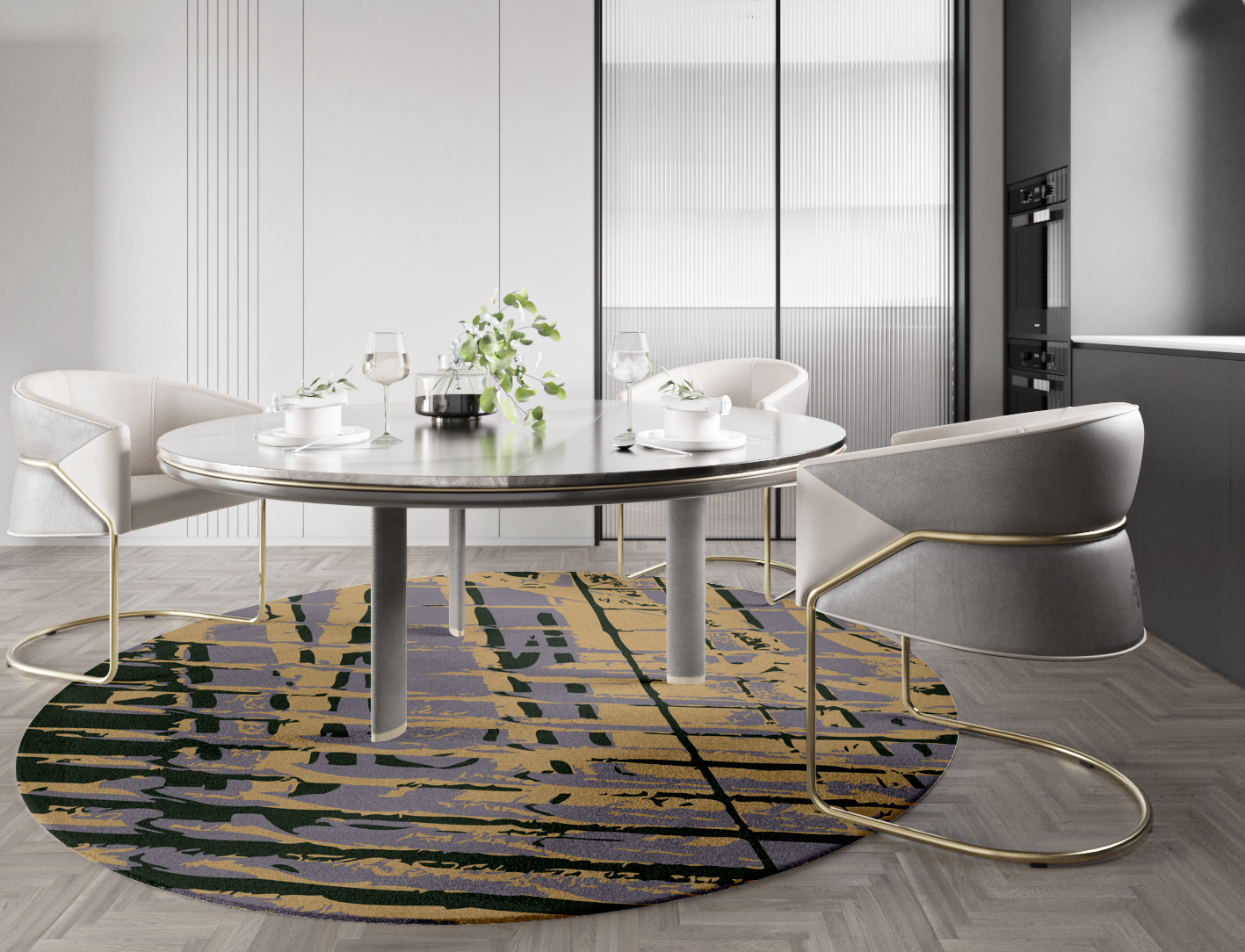 Louvre Abstract Round Hand Tufted Pure Wool Custom Rug by Rug Artisan