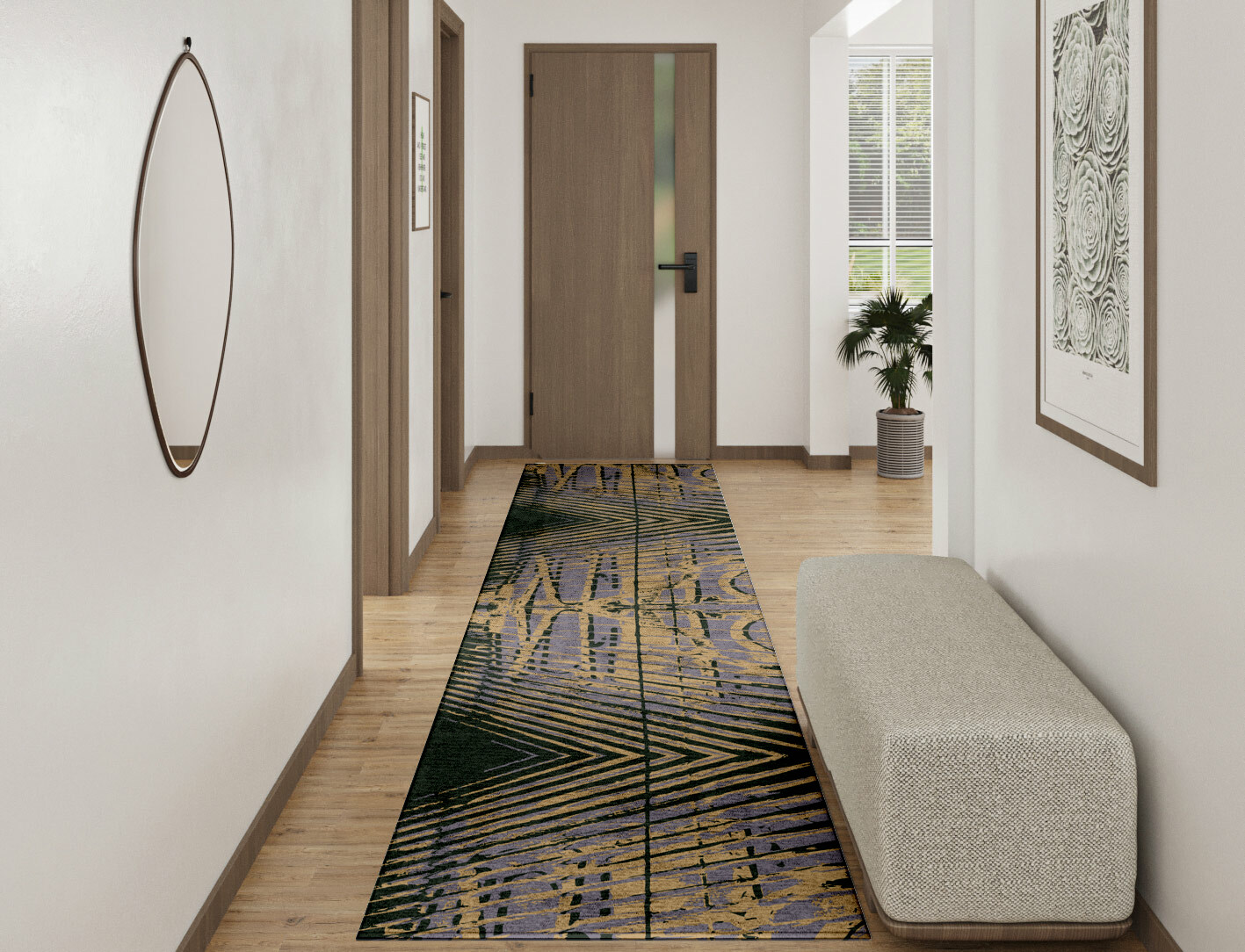Louvre Abstract Runner Hand Tufted Bamboo Silk Custom Rug by Rug Artisan