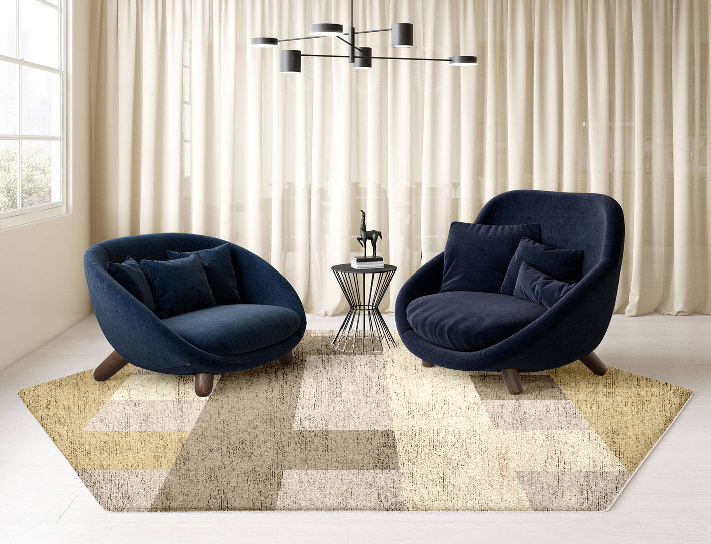 Lovat  Hexagon Hand Knotted Bamboo Silk Custom Rug by Rug Artisan