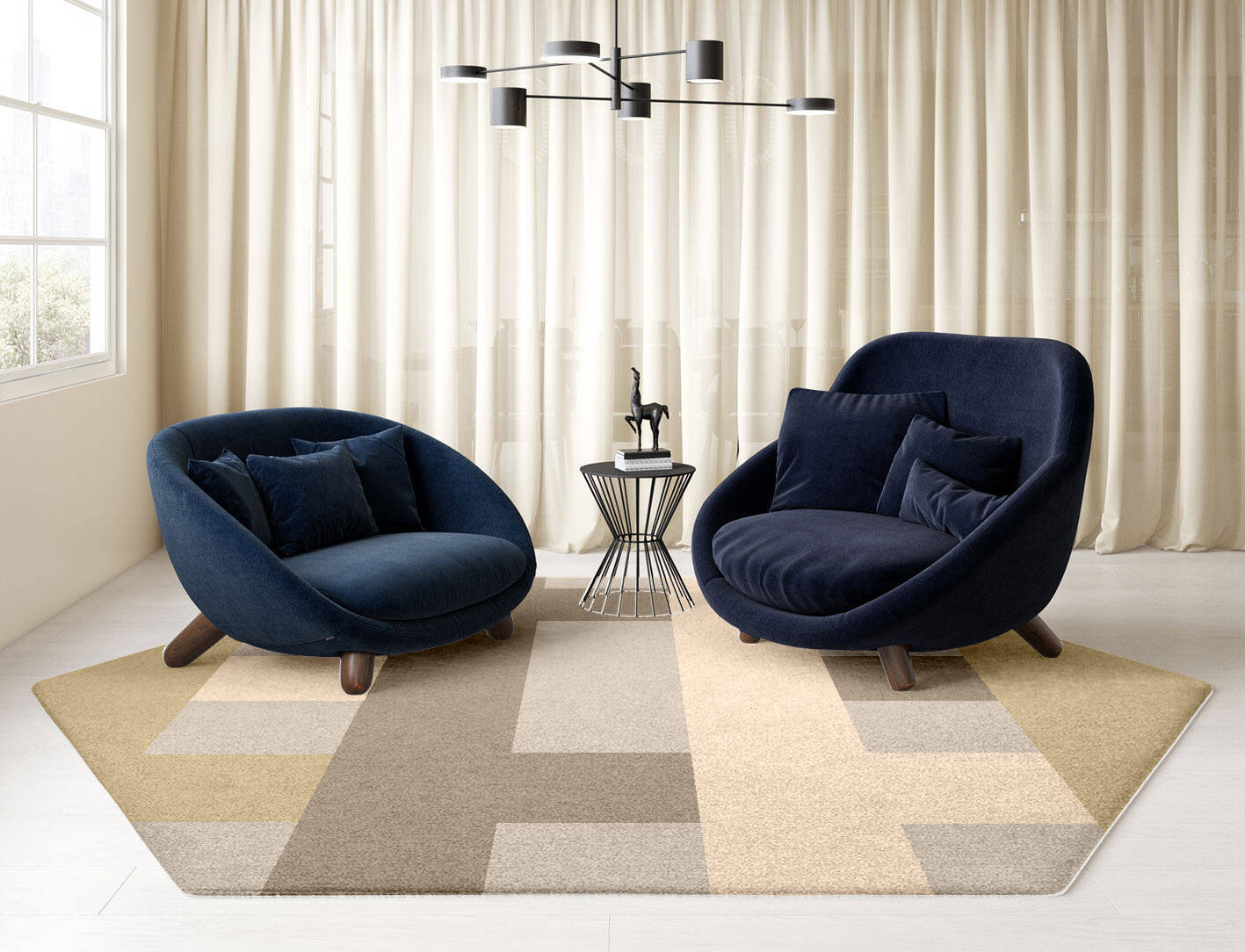 Lovat  Hexagon Hand Knotted Tibetan Wool Custom Rug by Rug Artisan