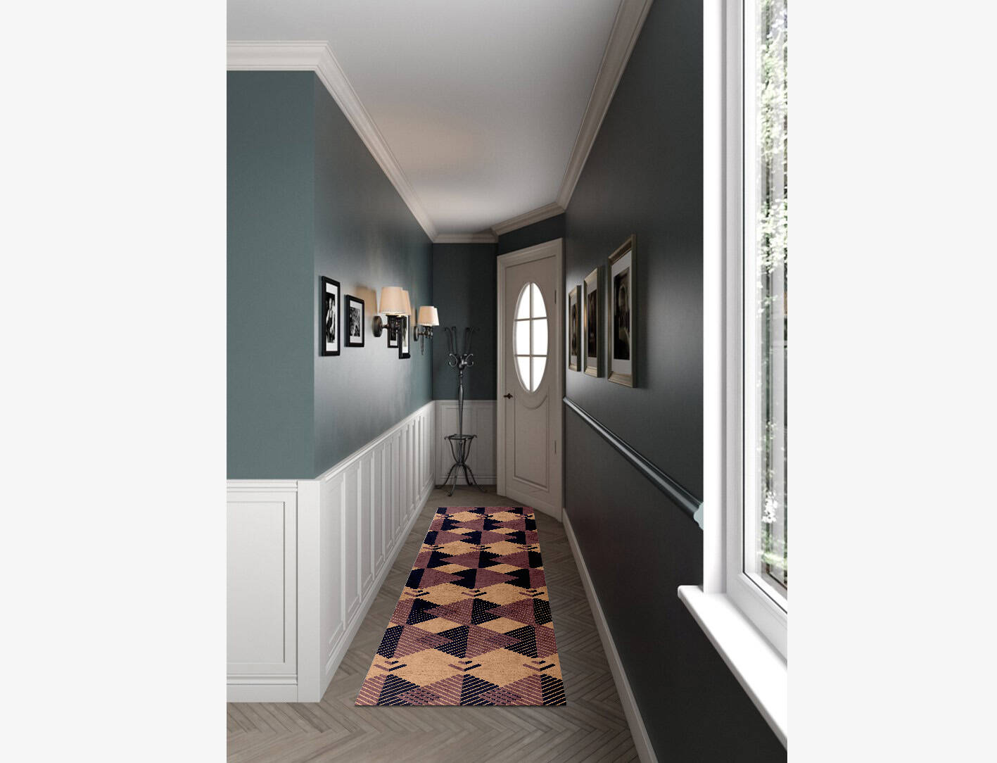 Lozenge Kid Runner Hand Knotted Bamboo Silk Custom Rug by Rug Artisan