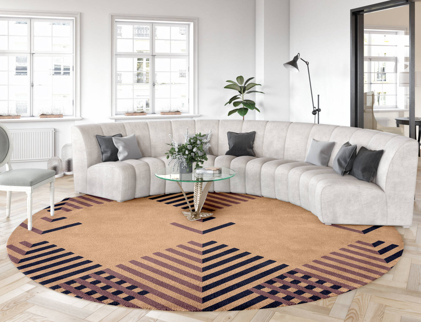 Lozenge Kid Round Hand Tufted Pure Wool Custom Rug by Rug Artisan