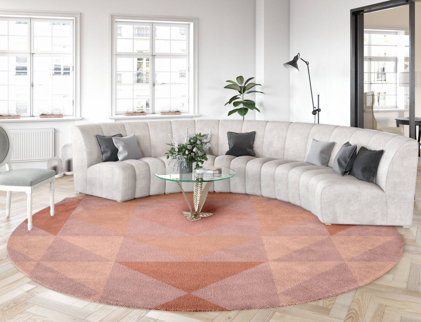 Lucent Minimalist Round Hand Tufted Pure Wool Custom Rug by Rug Artisan
