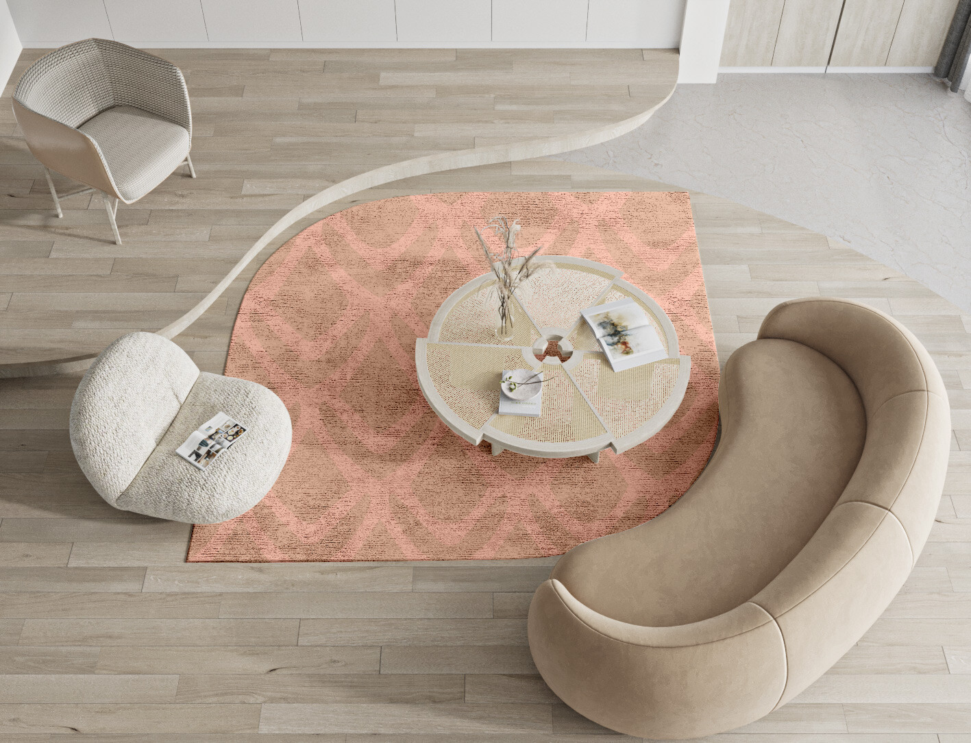 Lumos Geometric Ogee Hand Knotted Bamboo Silk Custom Rug by Rug Artisan
