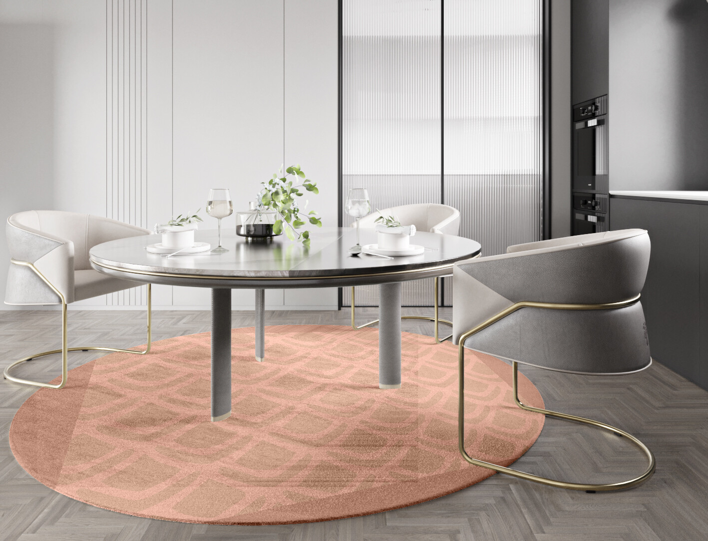 Lumos Geometric Round Hand Knotted Bamboo Silk Custom Rug by Rug Artisan