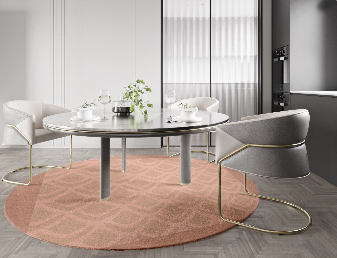 Lumos Geometric Round Hand Knotted Tibetan Wool Custom Rug by Rug Artisan