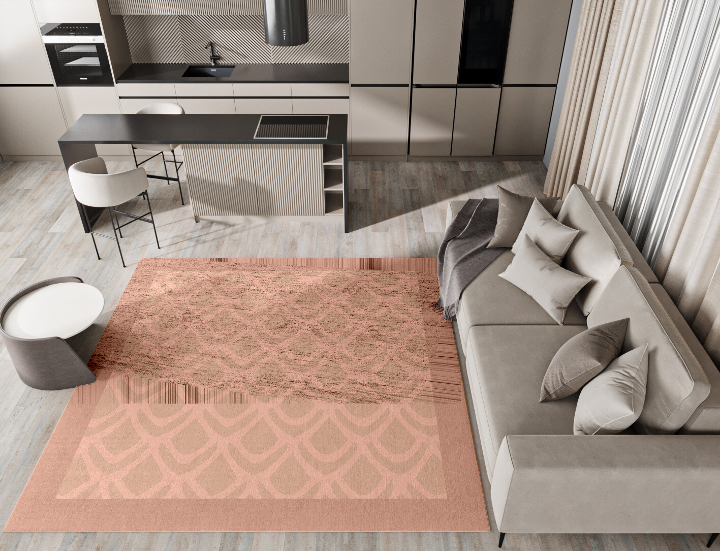 Lumos Geometric Square Hand Knotted Bamboo Silk Custom Rug by Rug Artisan
