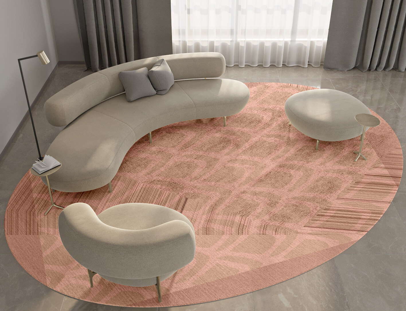 Lumos Geometric Oval Hand Tufted Bamboo Silk Custom Rug by Rug Artisan