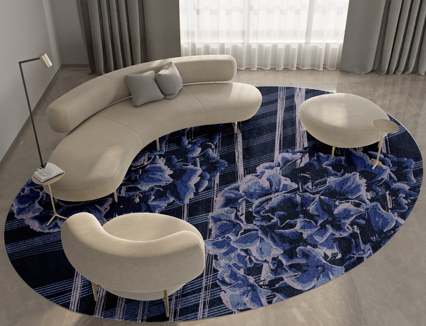 Lynae Floral Oval Hand Knotted Bamboo Silk Custom Rug by Rug Artisan
