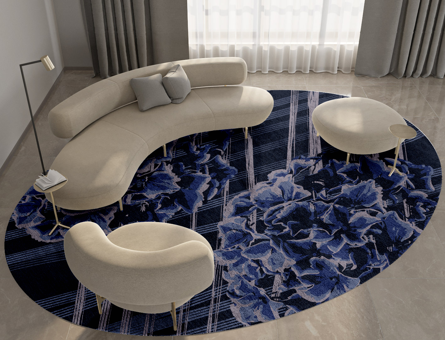 Lynae Floral Oval Hand Tufted Bamboo Silk Custom Rug by Rug Artisan