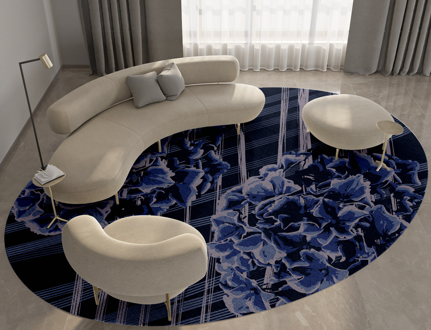 Lynae Floral Oval Hand Tufted Pure Wool Custom Rug by Rug Artisan