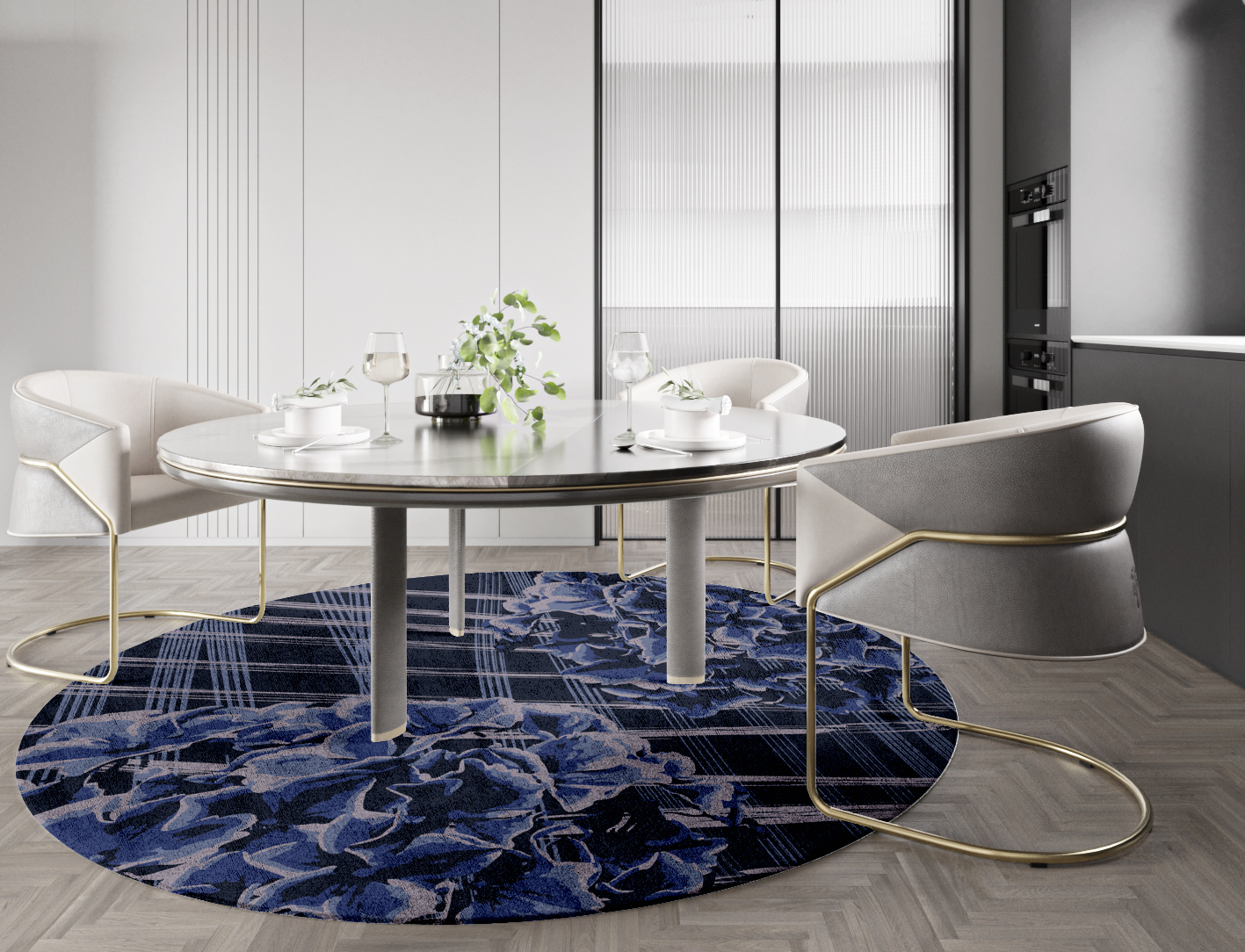 Lynae Floral Round Hand Tufted Bamboo Silk Custom Rug by Rug Artisan