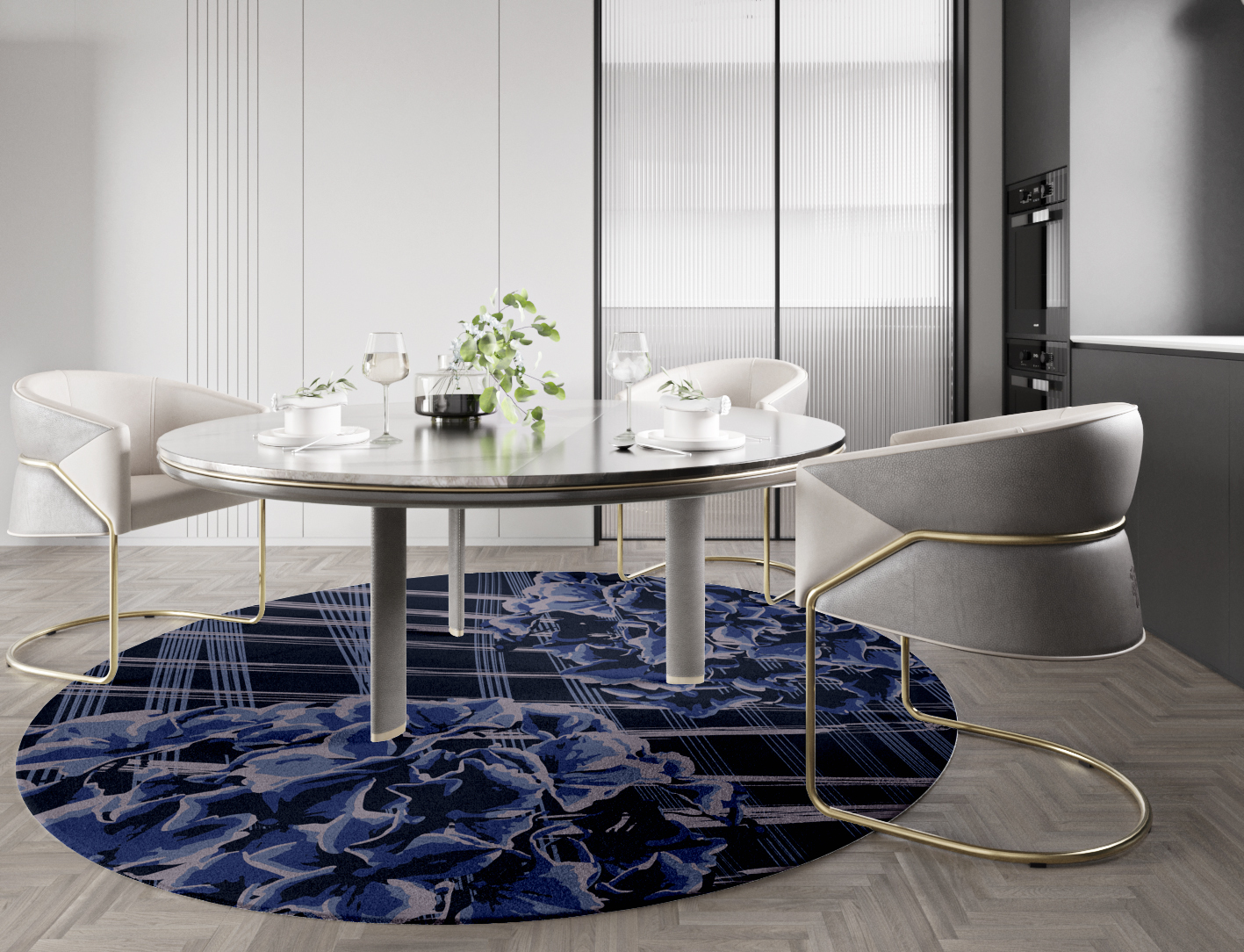 Lynae Floral Round Hand Tufted Pure Wool Custom Rug by Rug Artisan
