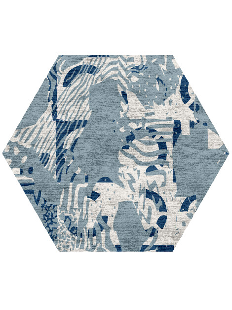 Lynx Abstract Hexagon Hand Knotted Bamboo Silk Custom Rug by Rug Artisan