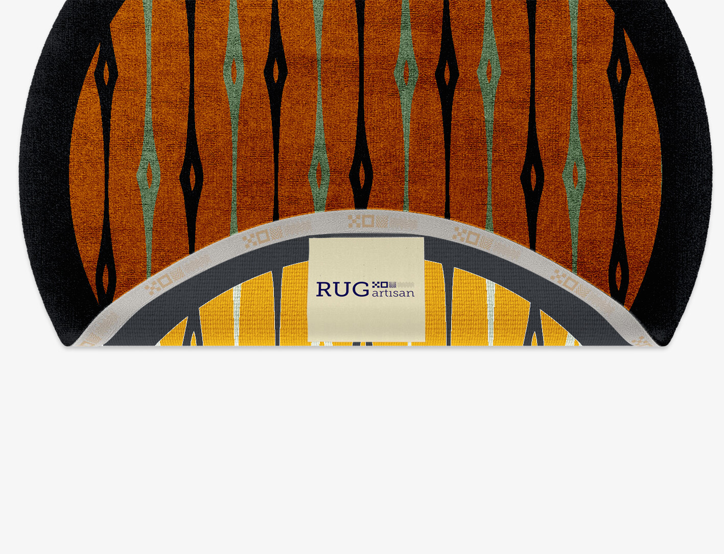 Lyre Geometric Round Hand Knotted Bamboo Silk Custom Rug by Rug Artisan