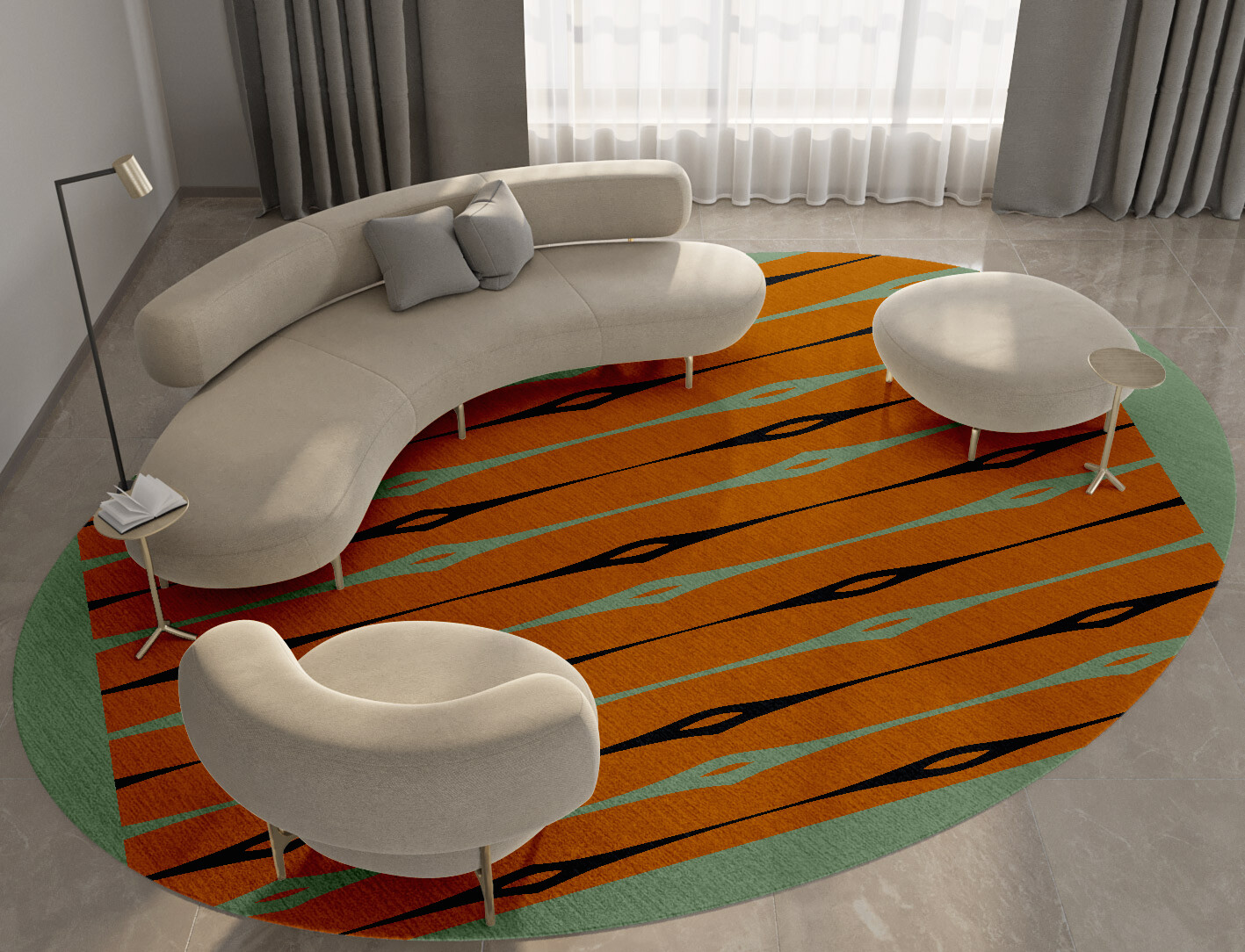 Lyre Geometric Oval Hand Tufted Pure Wool Custom Rug by Rug Artisan