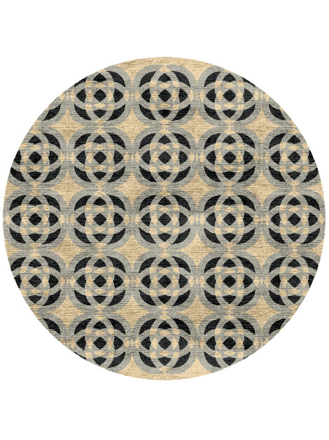 Madison Modern Geometrics Round Hand Knotted Bamboo Silk Custom Rug by Rug Artisan