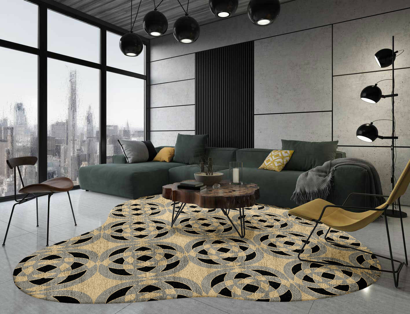 Madison Modern Geometrics Splash Hand Knotted Bamboo Silk Custom Rug by Rug Artisan