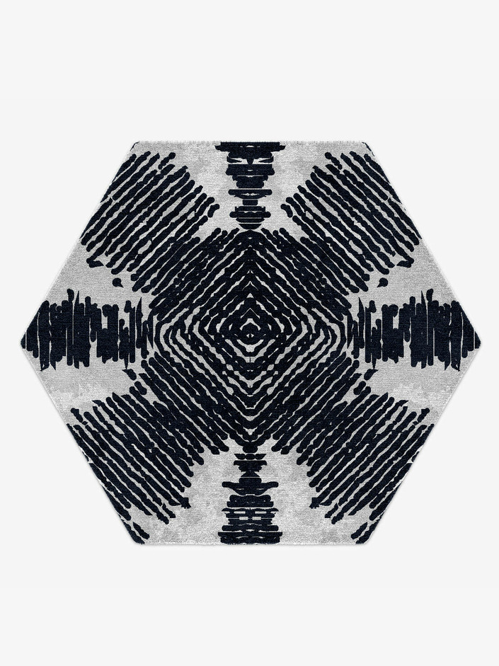 Magnetism Batik Hexagon Hand Knotted Tibetan Wool Custom Rug by Rug Artisan