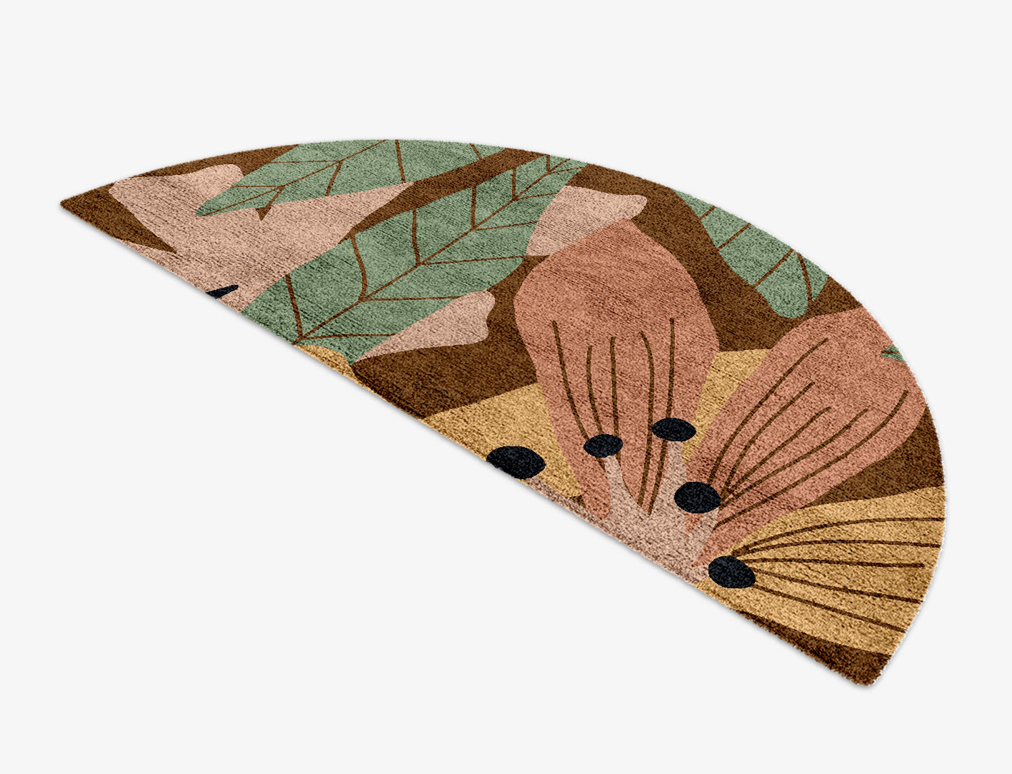 Magnolia Field of Flowers Halfmoon Hand Knotted Bamboo Silk Custom Rug by Rug Artisan