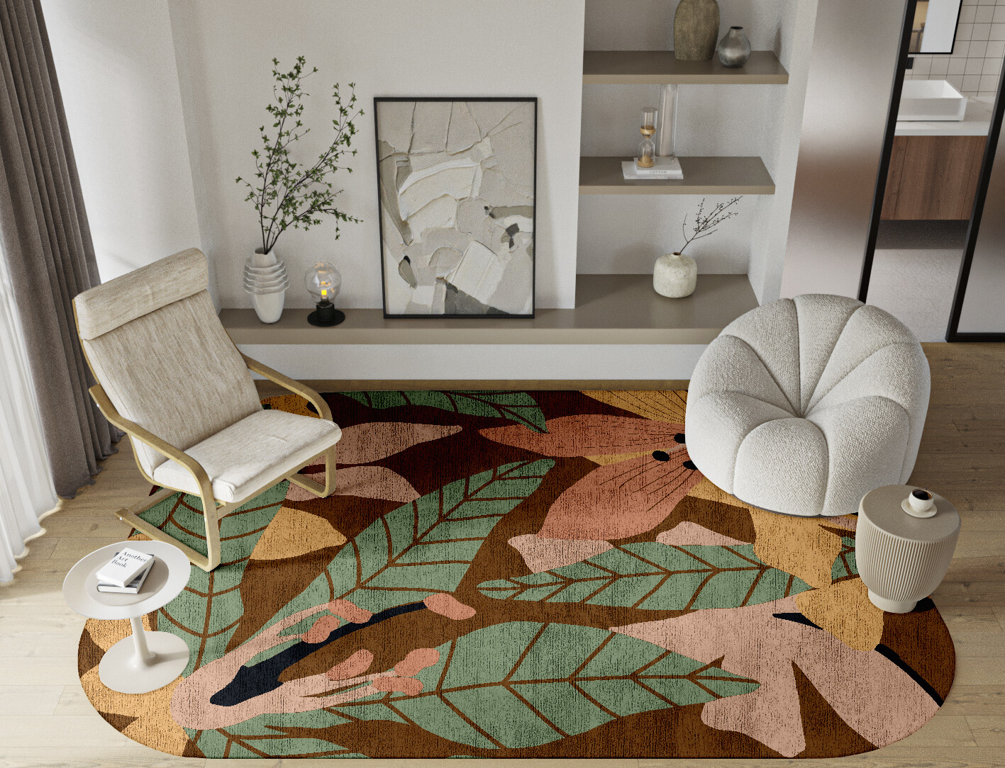 Magnolia Field of Flowers Oblong Hand Knotted Bamboo Silk Custom Rug by Rug Artisan