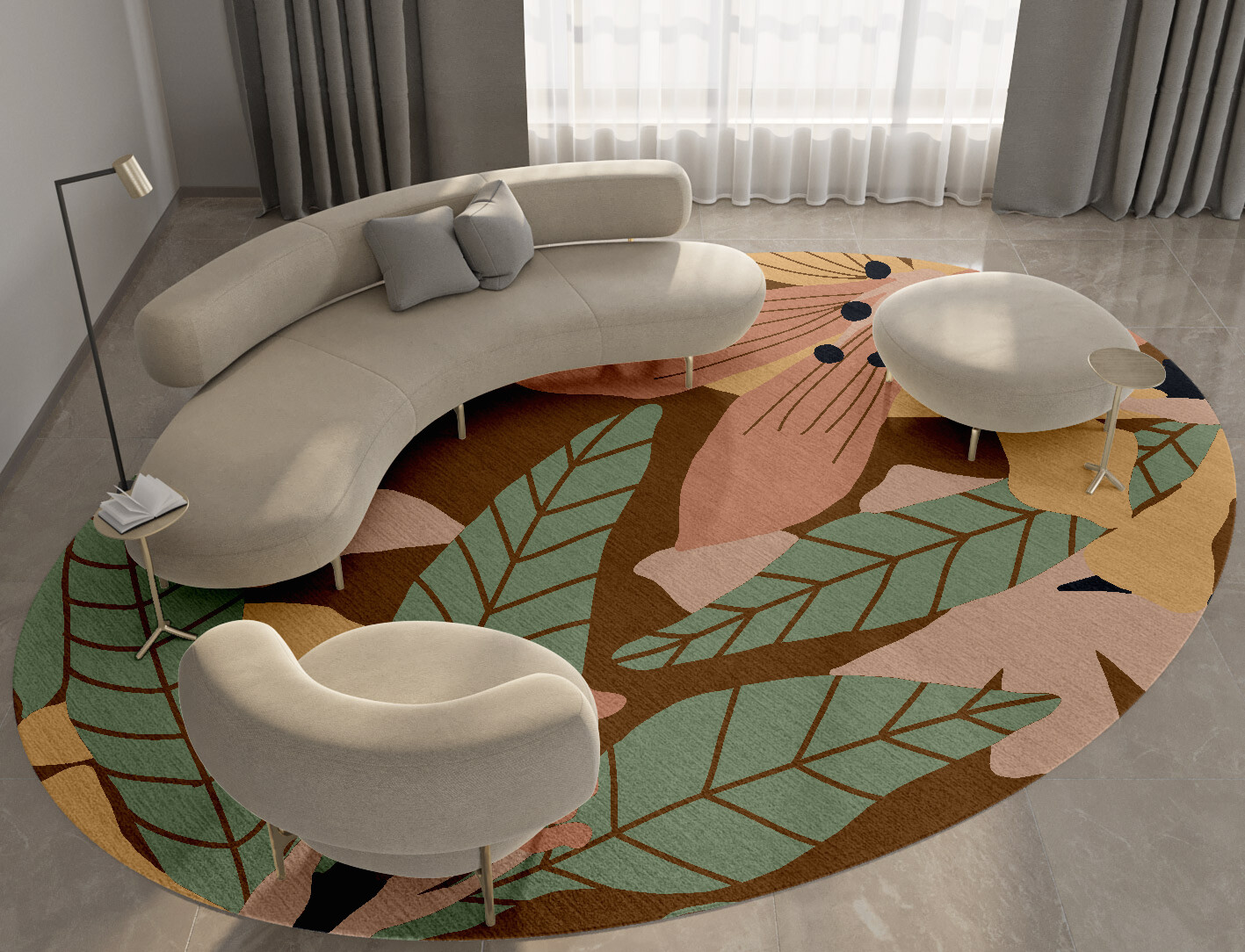 Magnolia Field of Flowers Oval Hand Knotted Tibetan Wool Custom Rug by Rug Artisan