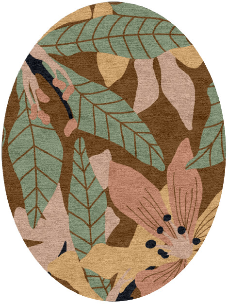 Magnolia Field of Flowers Oval Hand Knotted Tibetan Wool Custom Rug by Rug Artisan