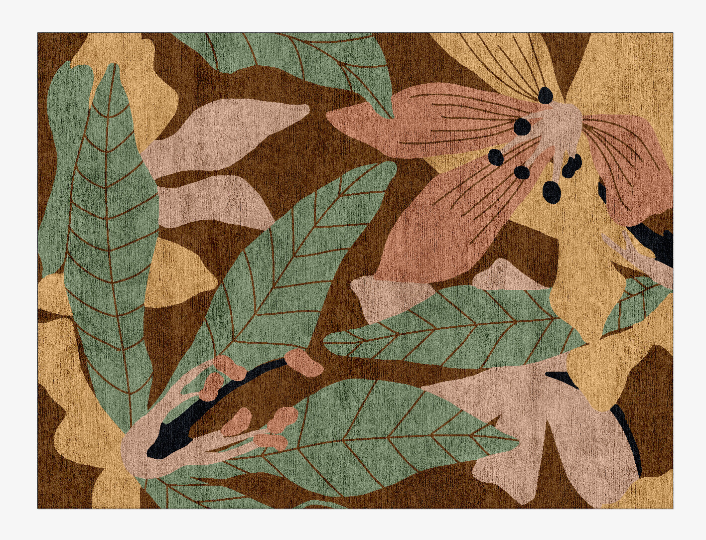 Magnolia Field of Flowers Rectangle Hand Knotted Bamboo Silk Custom Rug by Rug Artisan