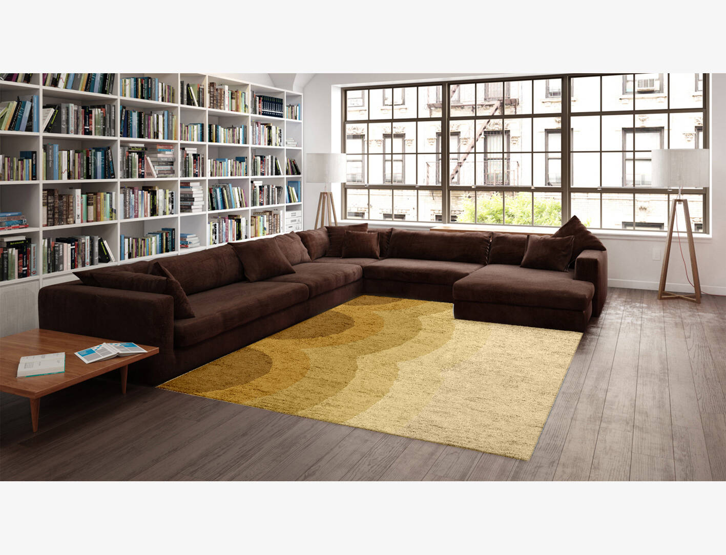 Malibu Gradation Rectangle Hand Knotted Bamboo Silk Custom Rug by Rug Artisan