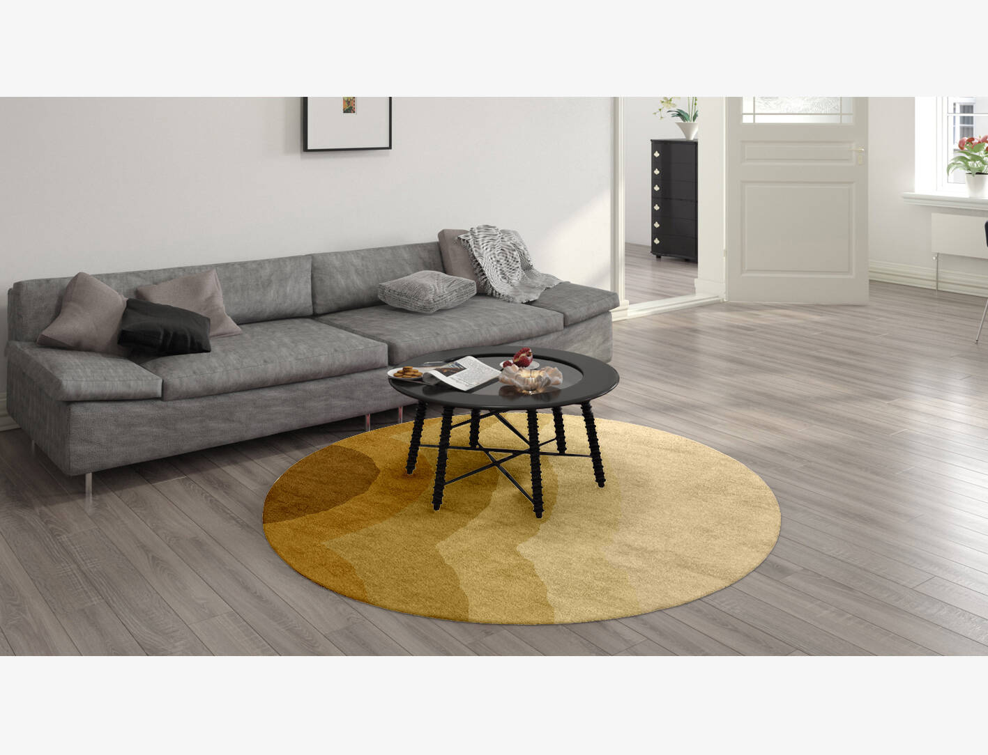 Malibu Gradation Round Hand Knotted Bamboo Silk Custom Rug by Rug Artisan