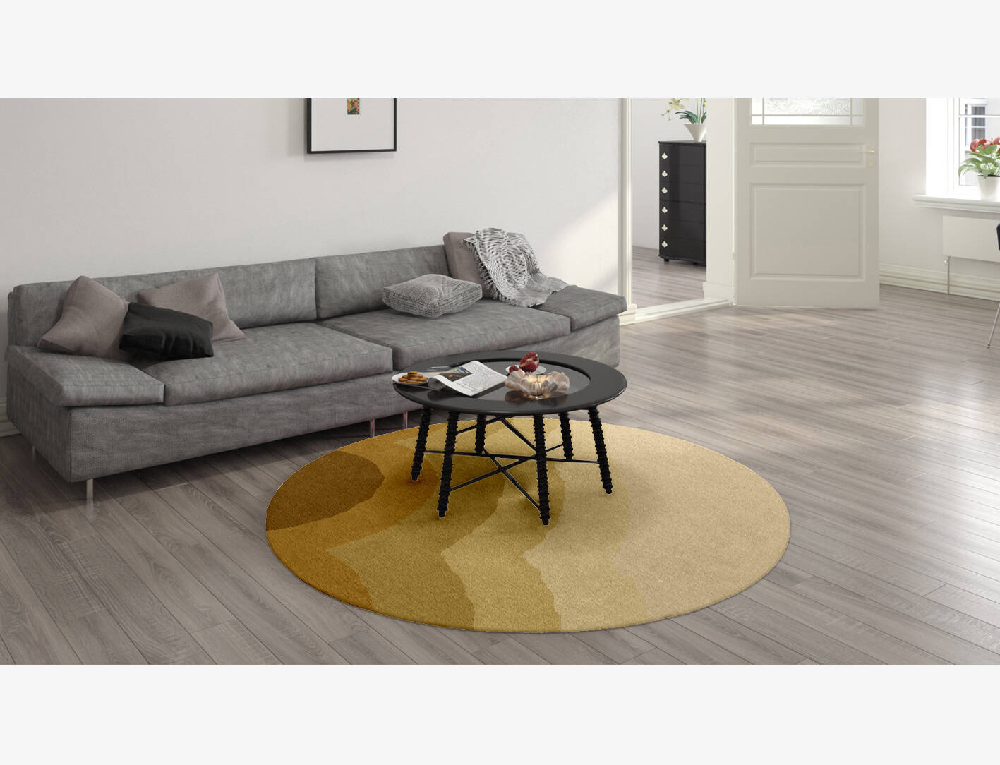 Malibu Gradation Round Hand Knotted Tibetan Wool Custom Rug by Rug Artisan