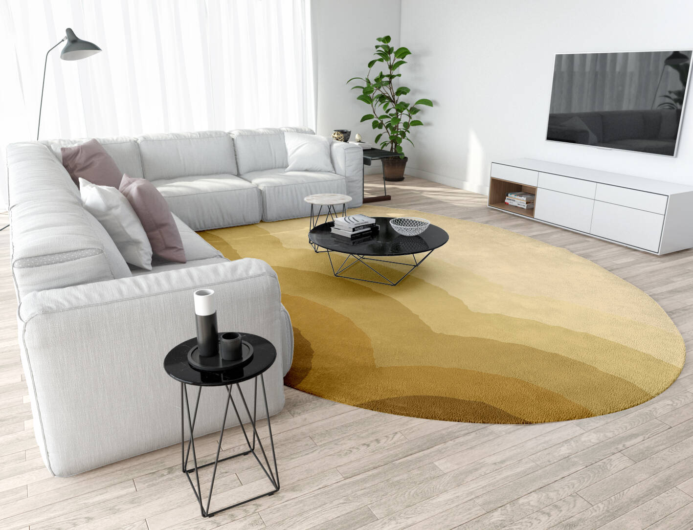 Malibu Gradation Oval Hand Tufted Pure Wool Custom Rug by Rug Artisan