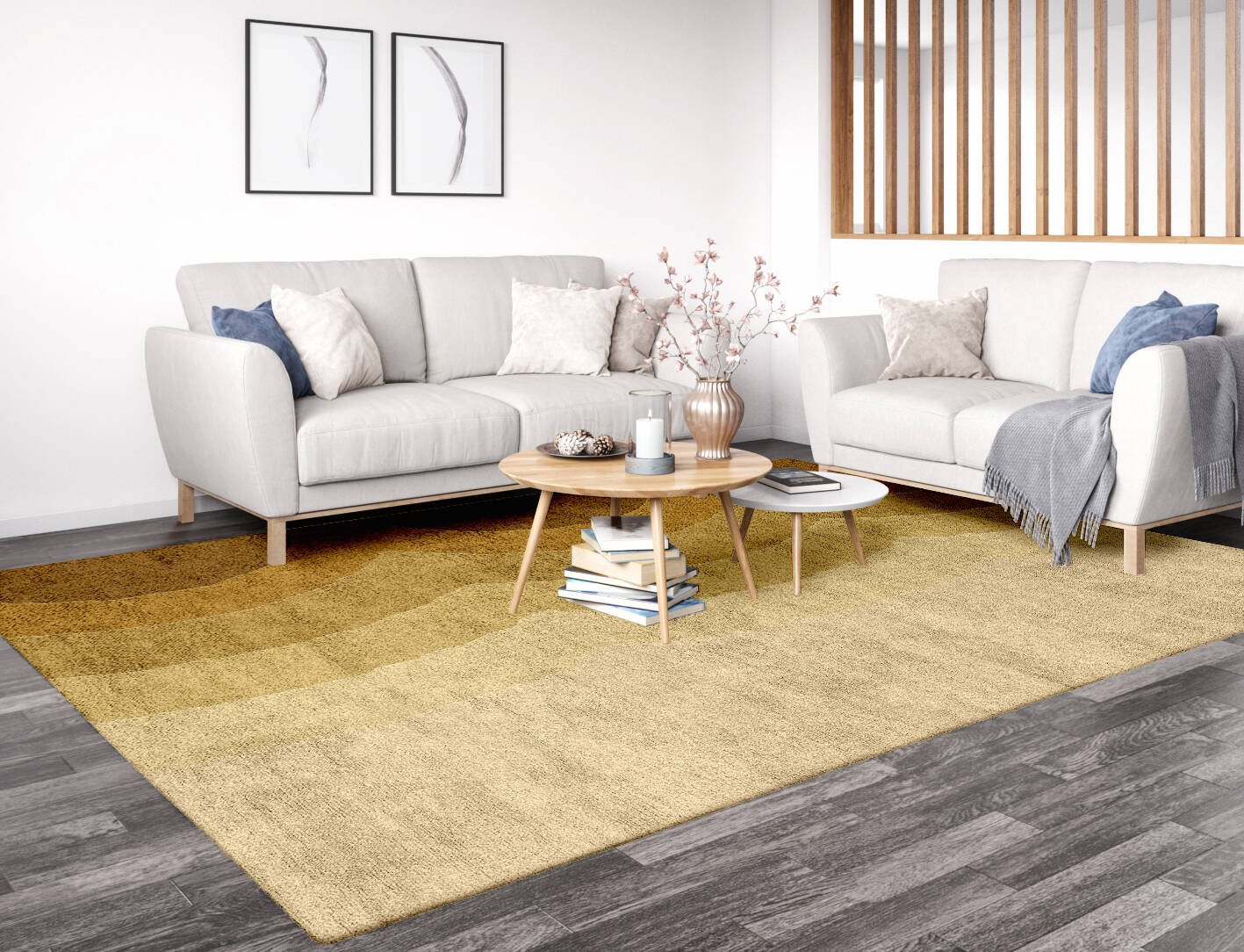 Malibu Gradation Rectangle Hand Tufted Bamboo Silk Custom Rug by Rug Artisan