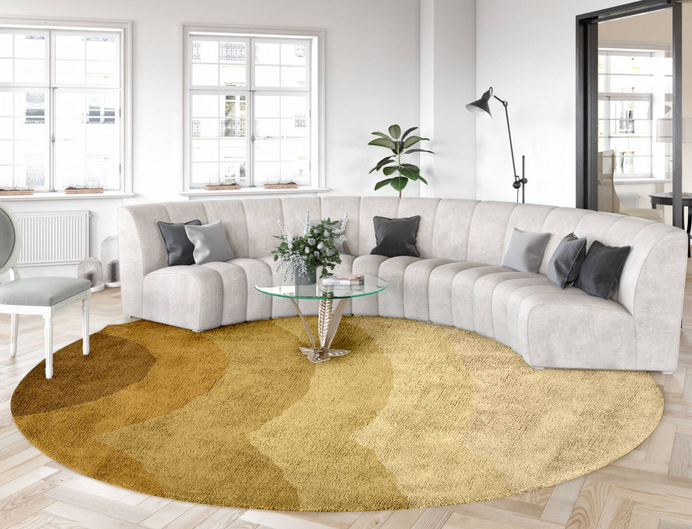 Malibu Gradation Round Hand Tufted Bamboo Silk Custom Rug by Rug Artisan